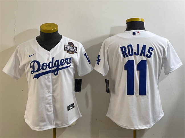 Youth Los Angeles Dodgers #11 Miguel Rojas White 2024 World Series Cool Base Stitched Baseball Jersey Youth Los Angeles Dodgers #11 Miguel Rojas White 2024 World Series Cool Base Stitched Baseball Jersey